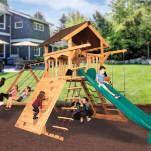Olympian Peak XL 1 w/ Tarp Roof Mahogany Playset