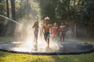 outdoor trampoline splash pad activity